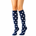 Calze lunghe 39-42 in maglia blu navy con pois bianchi stile casual