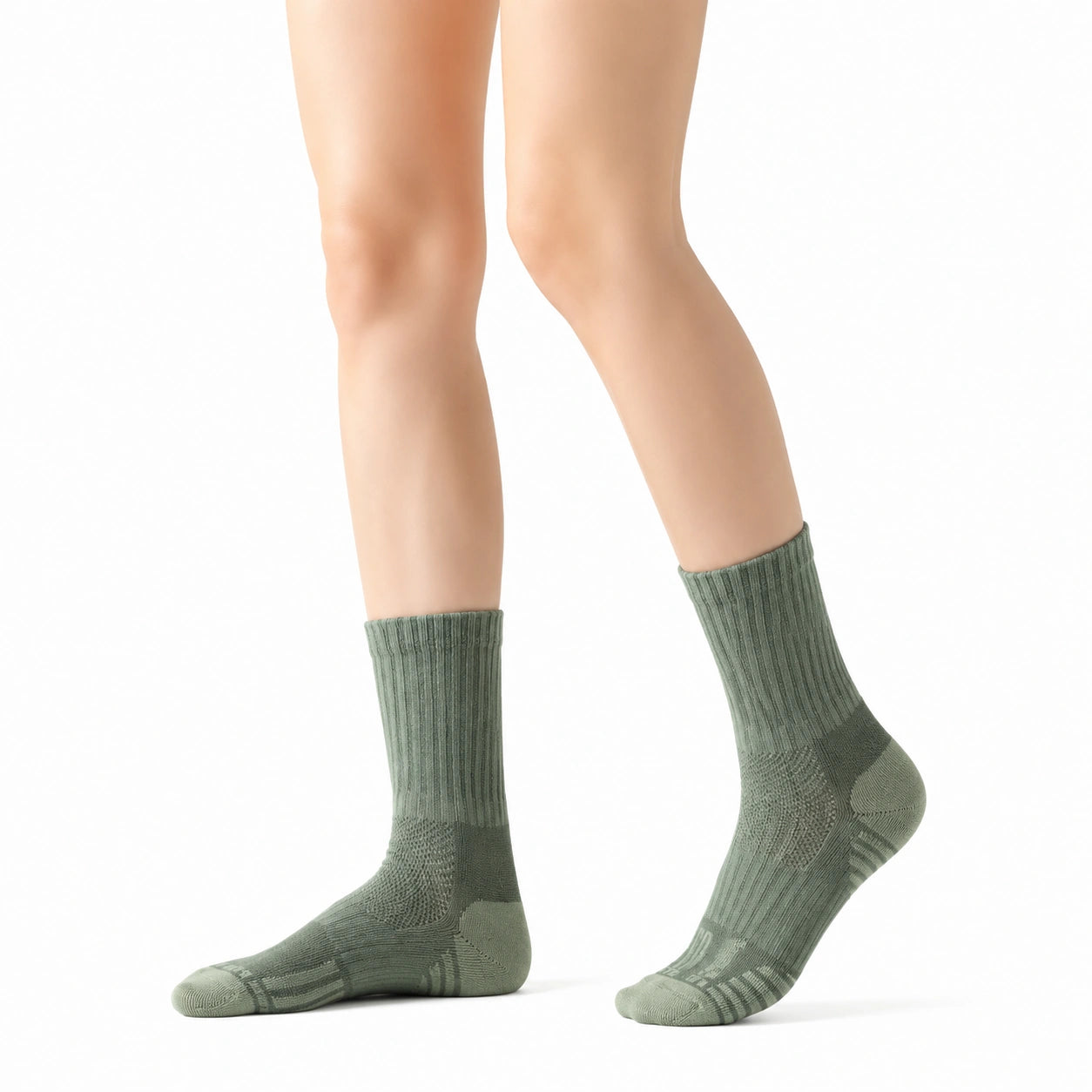 Calze sportive unisex 35-38 verdi in maglia a costine traspiranti