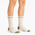 Calze a coste 35-38 in maglia beige e verde oliva stile sportivo