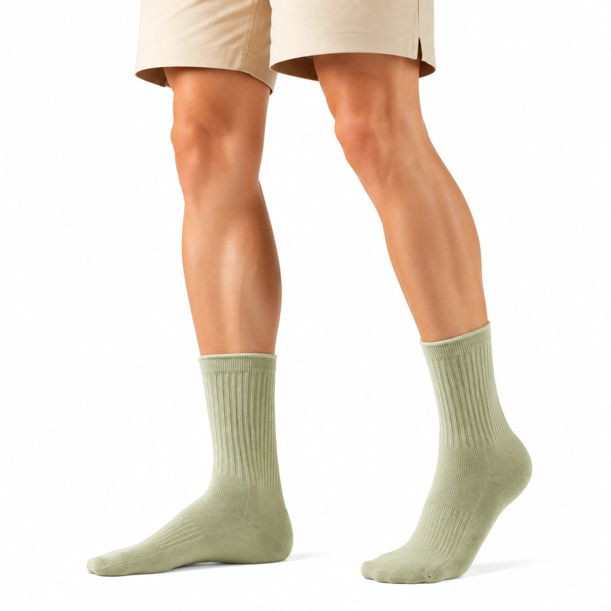 Calze donna 35-38 verde salvia a coste in maglia per uso quotidiano