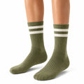 Calze sportive a coste 39-42 in maglia verde oliva e bianco - stile atletico