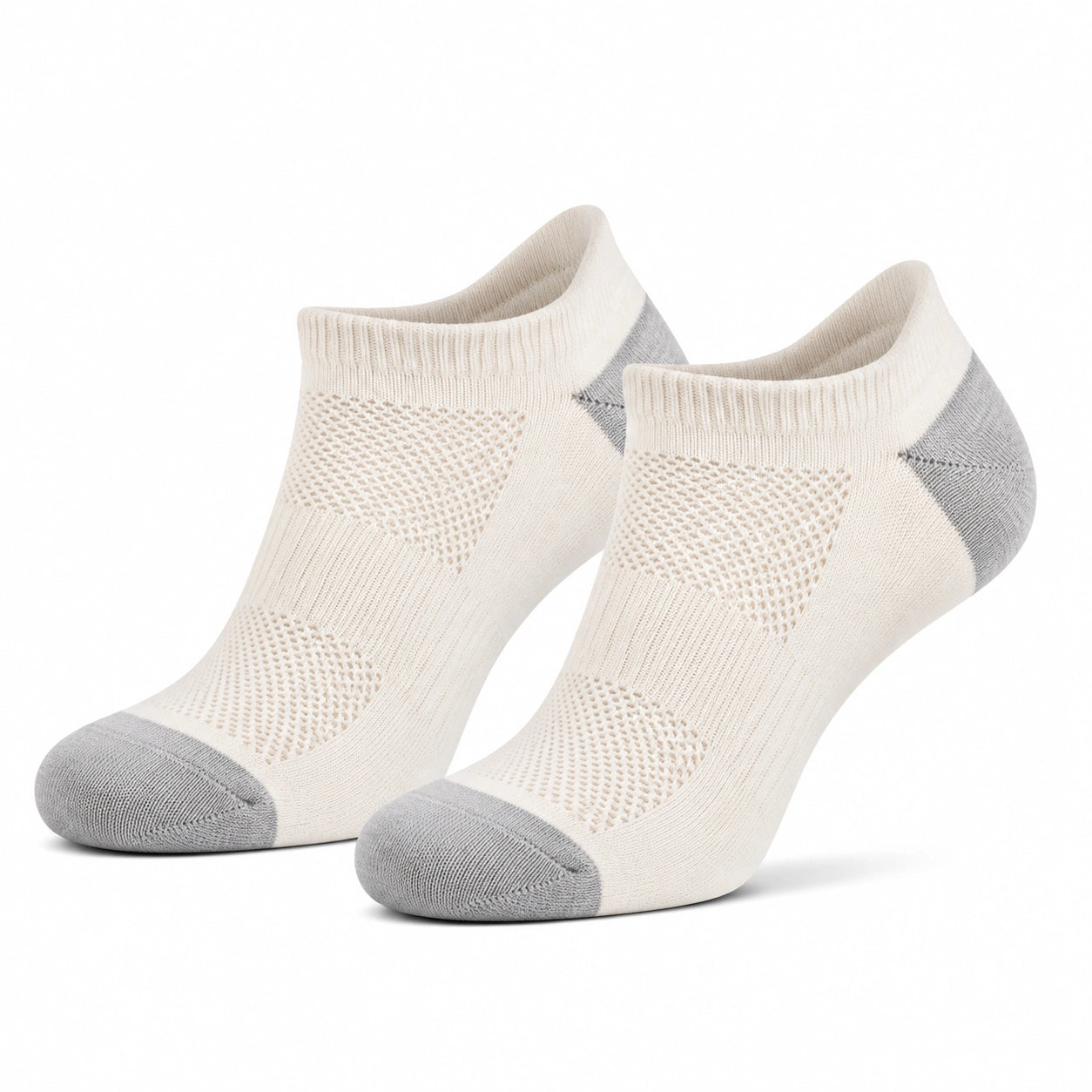 Calzini alla caviglia 39-42 in tessuto a maglia bianco/grigio traspiranti per uso quotidiano