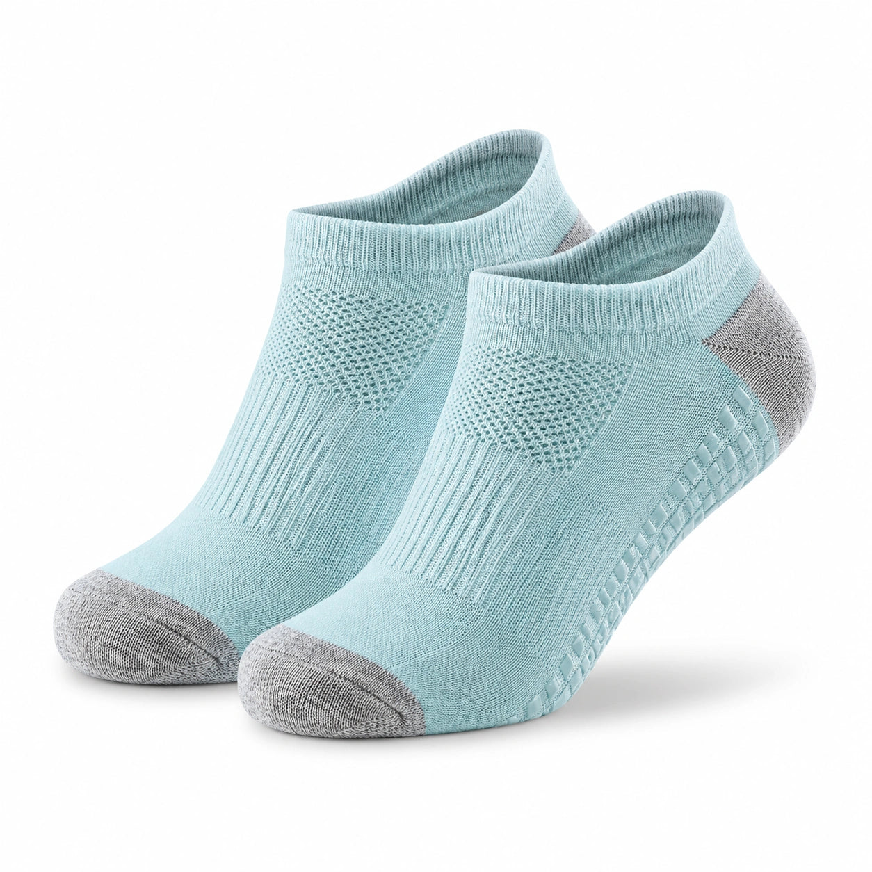 Calze sportive antiscivolo 43-46 in tessuto elasticizzato turchese e grigio