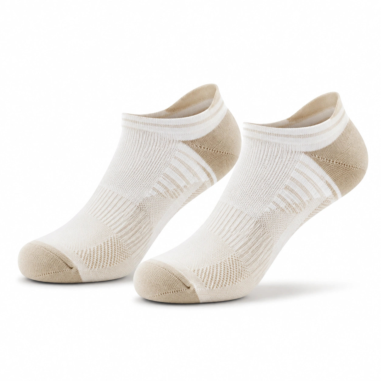 Calzini alla caviglia 35-38 in tessuto a maglia bianco e beige - traspiranti sportivi
