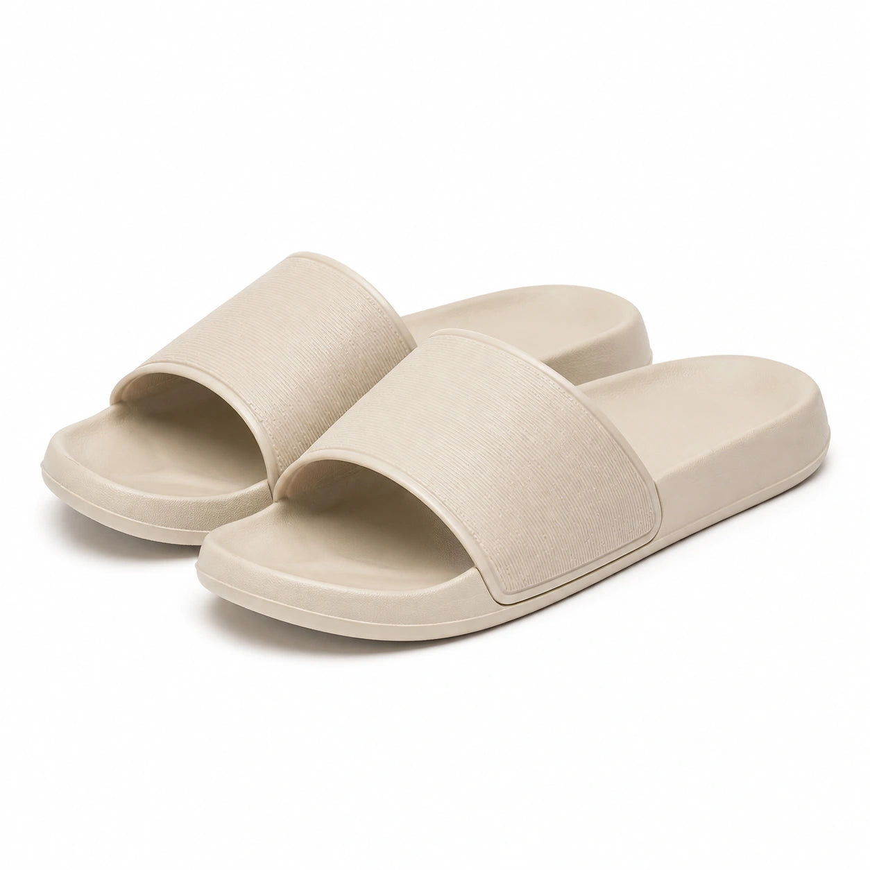 Ciabatte 42/43 in materiale sintetico beige - fascia ampia testurizzata per casa e piscina