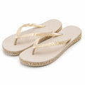 Infradito 42/43 in materiale sintetico beige - suola piatta con fascia effetto marmorizzato