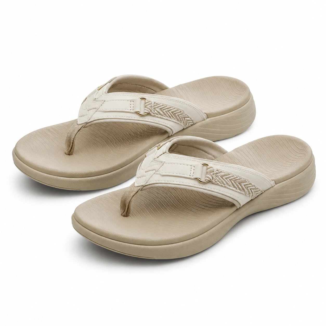 Infradito da donna taglia 42/43 in materiale sintetico beige - suola sagomata per uso estivo