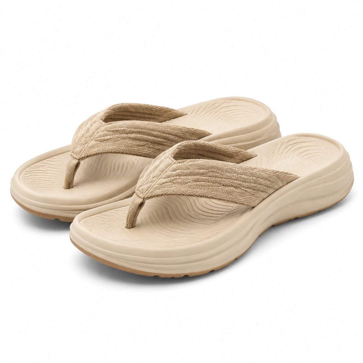 Infradito 38/39 beige con fascia tessile e suola ammortizzata