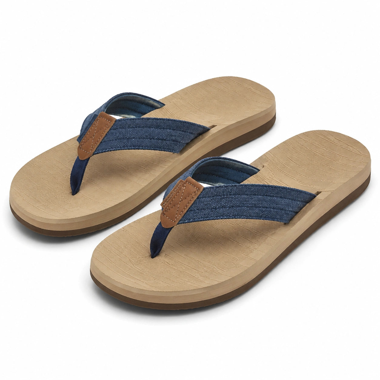 Infradito 38/39 beige e blu con fascia in tessuto - suola piatta per uso estivo